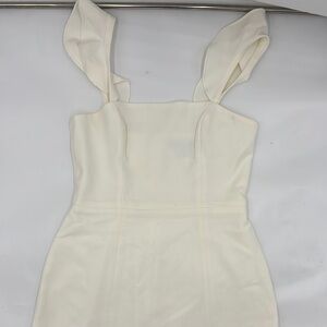 French Connection Whisper Ruffle Strap Lined Mini Dress in Summer White